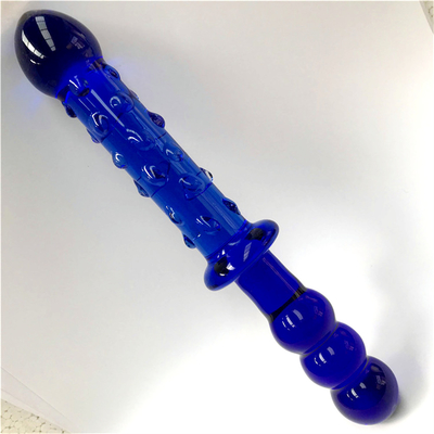 Dildos de vidro Massagista de próstata azul Dildos de vidro de cristal Brinquedos sexuais para mulheres