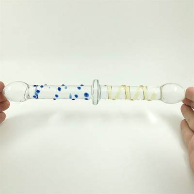 Dildos de vidro de cabeça dupla Dildos de vidro de cabeça dupla Dildos de vidro para mulheres