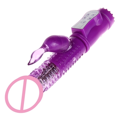 Recarregável Rotação de Propulsão Ponto G Dildos Dupla Galinha Vagina de Sexo de Coelho Vibrator para Mulheres Clitóris Feminino Brinquedo Sexual