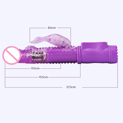 Recarregável Rotação de Propulsão Ponto G Dildos Dupla Galinha Vagina de Sexo de Coelho Vibrator para Mulheres Clitóris Feminino Brinquedo Sexual
