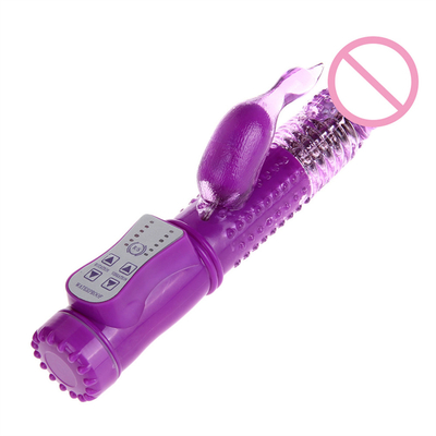 Recarregável Rotação de Propulsão Ponto G Dildos Dupla Galinha Vagina de Sexo de Coelho Vibrator para Mulheres Clitóris Feminino Brinquedo Sexual