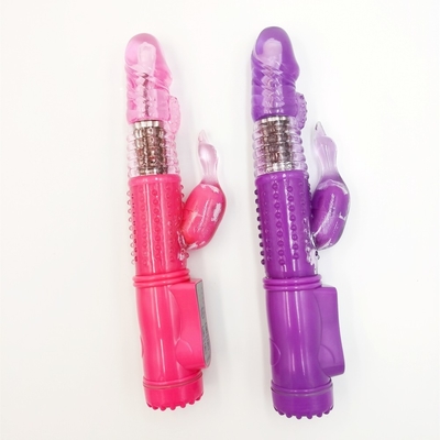 Recarregável Rotação de Propulsão Ponto G Dildos Dupla Galinha Vagina de Sexo de Coelho Vibrator para Mulheres Clitóris Feminino Brinquedo Sexual