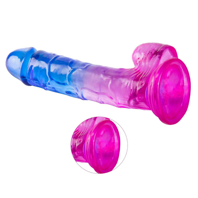 Venda Quente Grande Tamanho Plástico Barato e Colorido Dildo TPE Realista Penis Artificial Grande Para Mulheres Penis de Brinquedo Sexual Para Mulheres