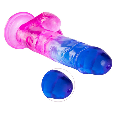 Venda Quente Grande Tamanho Plástico Barato e Colorido Dildo TPE Realista Penis Artificial Grande Para Mulheres Penis de Brinquedo Sexual Para Mulheres