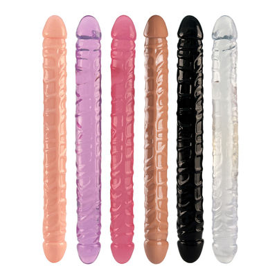 Jellies-Realistic Double Dong Adult Dildo Sex Toys para Lésbicas Waterproof Flexible Dildo para Mulheres Vaginal G-spot e An