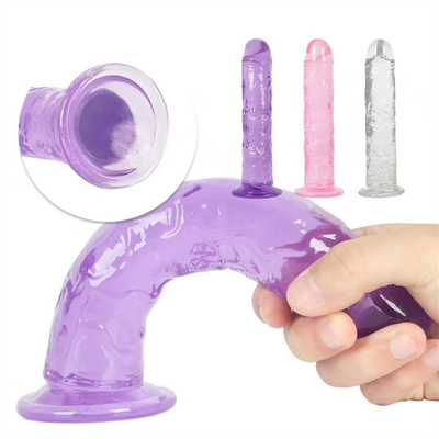 Dildo realista com geleia para iniciantes, Dildos de 7 polegadas de cristal com ponto G, Pênis flexível com vaso de sucção para mão livre