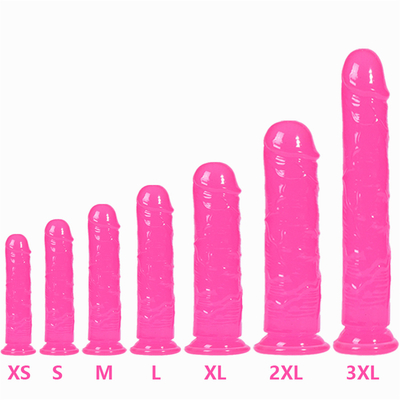 Dildo realista com geleia para iniciantes, Dildos de 7 polegadas de cristal com ponto G, Pênis flexível com vaso de sucção para mão livre