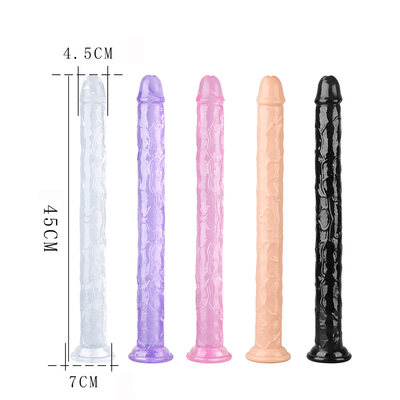 Dildo realista com geleia para iniciantes, Dildos de 7 polegadas de cristal com ponto G, Pênis flexível com vaso de sucção para mão livre