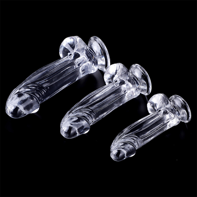 Dildos realistas Dildos claros com vaso de sucção Brinquedos sexuais de mãos livres Jelly Dildos material seguro para o corpo e brinquedos sexuais para adultos para W