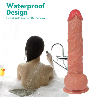 Um enorme dildo de silicone líquido de alta qualidade para pênis, de cor de carne, para mulheres, um poderoso dildo vibratório telescópico de 15 cm.