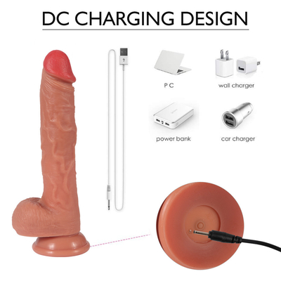 Um enorme dildo de silicone líquido de alta qualidade para pênis, de cor de carne, para mulheres, um poderoso dildo vibratório telescópico de 15 cm.
