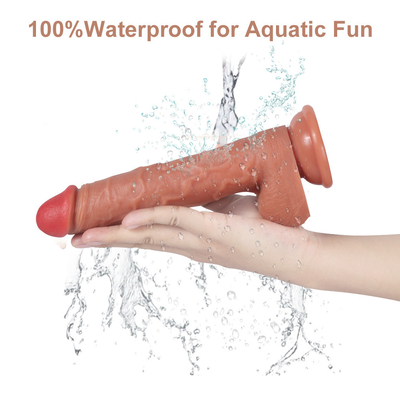 Um enorme dildo de silicone líquido de alta qualidade para pênis, de cor de carne, para mulheres, um poderoso dildo vibratório telescópico de 15 cm.