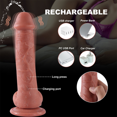 China Fábrica realista empurrando masturbação feminina líquido silicone controle remoto sem fio telescópico vibrador de dildo