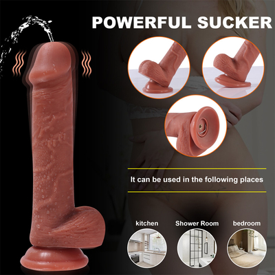 China Fábrica realista empurrando masturbação feminina líquido silicone controle remoto sem fio telescópico vibrador de dildo