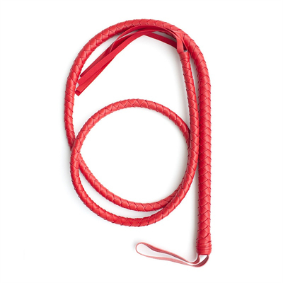 Fita de touro de couro de microfibra premium, Fita de touro vermelha de 1,9 m, Luxo Flogger de cavalo trançado BDSM Fita de brinquedo