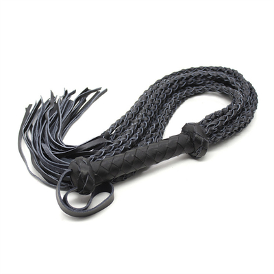 Bdsm Tecelagem Pu Couro Led chicote múltipla preto e vermelho trançado cordel cavalo chicote sexo popular sm bdsm escravo fetichismo