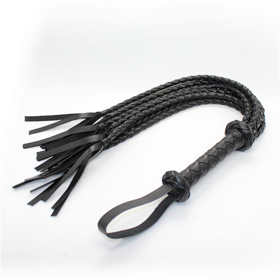 Bdsm Tecelagem Pu Couro Led chicote múltipla preto e vermelho trançado cordel cavalo chicote sexo popular sm bdsm escravo fetichismo