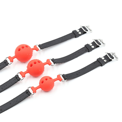 Boca de bola de silicone, Boca respirável com cinto de silicone para brincar com adultos