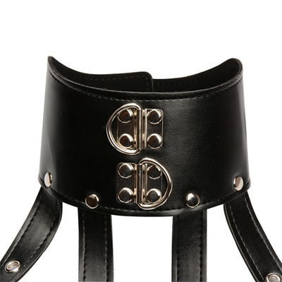 Vestido Neck Restraint Falso Couro Body Harness Strap Wear Cupless Cool Adult Games Produtos Sexuais