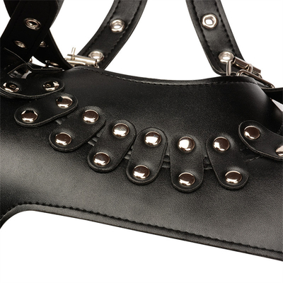 Vestido Neck Restraint Falso Couro Body Harness Strap Wear Cupless Cool Adult Games Produtos Sexuais