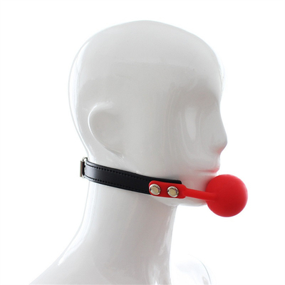 Brinquedos de fechadura Jogos para adultos Fetiche Boca de silicone Boca de focinho Bola de couro Pu Bondage Restrições Rosa Vermelho Cores pretas