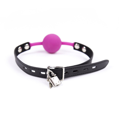 Brinquedos de fechadura Jogos para adultos Fetiche Boca de silicone Boca de focinho Bola de couro Pu Bondage Restrições Rosa Vermelho Cores pretas