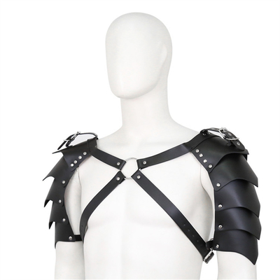 BDSM Bondage Fetish Homem Faixa de ombro Couro falso Homossexual Black Chest Harness