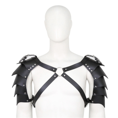 BDSM Bondage Fetish Homem Faixa de ombro Couro falso Homossexual Black Chest Harness