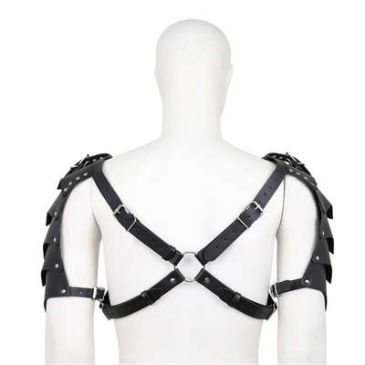 BDSM Bondage Fetish Homem Faixa de ombro Couro falso Homossexual Black Chest Harness