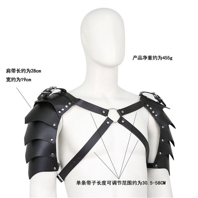 BDSM Bondage Fetish Homem Faixa de ombro Couro falso Homossexual Black Chest Harness