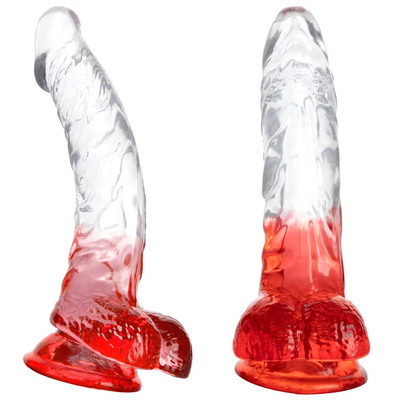 2024 venda quente TPR COLORFUL CLEAR curva dildo para homens e mulheres
