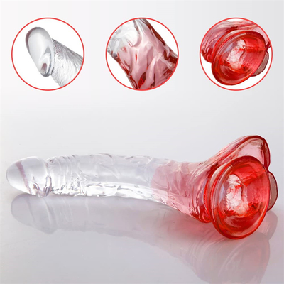 2024 venda quente TPR COLORFUL CLEAR curva dildo para homens e mulheres