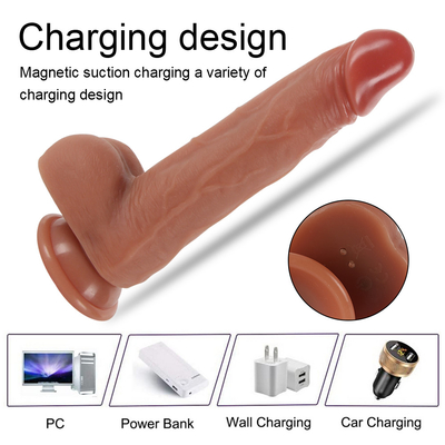 Telescópico Vibrante Empurrando Realista Dildos Mulher Masturbação Com Copo de Sucção Aquecimento Pênis Controle Remoto Dildos
