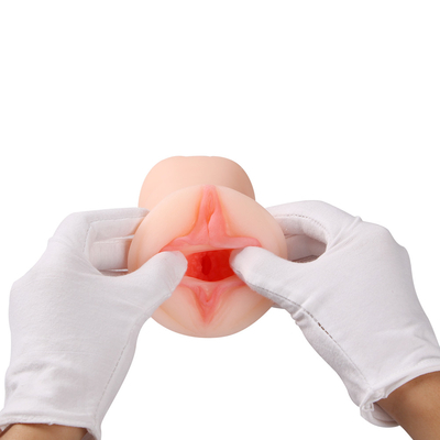 O sexo realístico da masturbação brinca o brinquedo aberto duplo do sexo do bichano do bolso e da vagina da boca