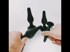 Brinquedos sensuais 4 peças conjunto de plugue anal de silicone plugue anal brinquedos sexuais adultos para mulheres, homens e iniciantes (preto)